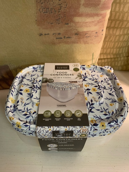 Other - Modern Pantry Floral Food Containers - Blue & Yellow Floral